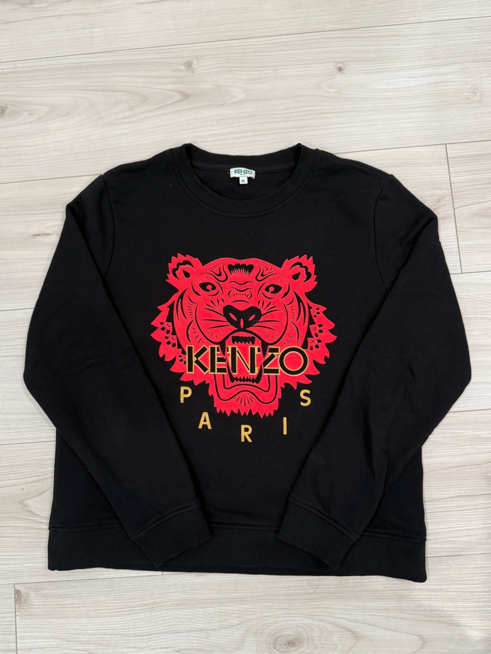 Kenzo Black Sweatshirt with Red Tiger and Gold Logo